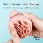 1PC Soft Silicone Pet Bath Brush with Shampoo Dispenser Gentle Massage for Pet Grooming and Hair/Fur Cleaning
