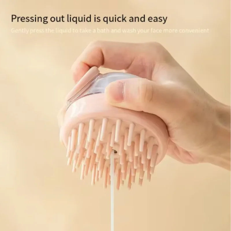 1PC Soft Silicone Pet Bath Brush with Shampoo Dispenser Gentle Massage for Pet Grooming and Hair/Fur Cleaning