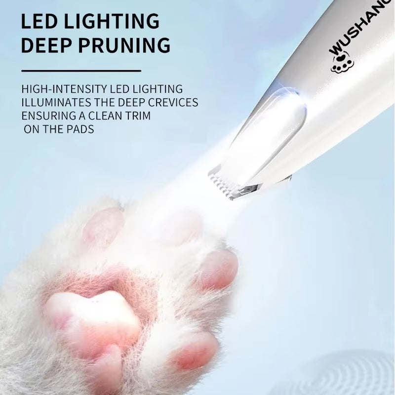 Vpet Dog Electric Groomer Trimmer with LED Light Waterproof Pet Foot Hair Trimmer Low Noise Cat Dog Face Foot Ear Hip Paw Shaver