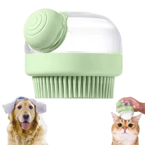 1PC Soft Silicone Pet Bath Brush with Shampoo Dispenser Gentle Massage for Pet Grooming and Hair/Fur Cleaning