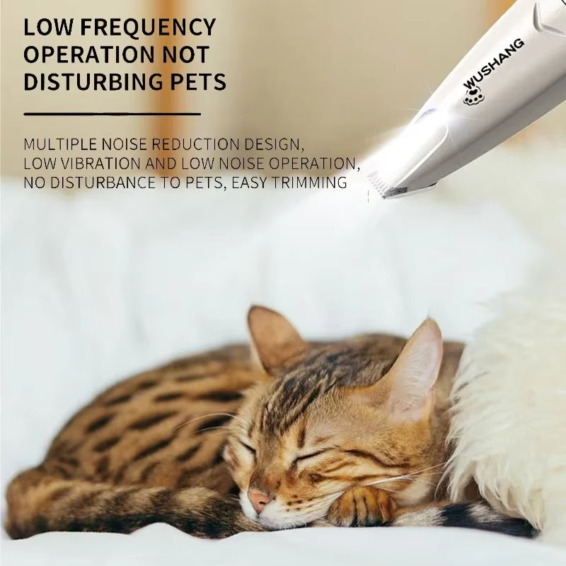 Vpet Dog Electric Groomer Trimmer with LED Light Waterproof Pet Foot Hair Trimmer Low Noise Cat Dog Face Foot Ear Hip Paw Shaver