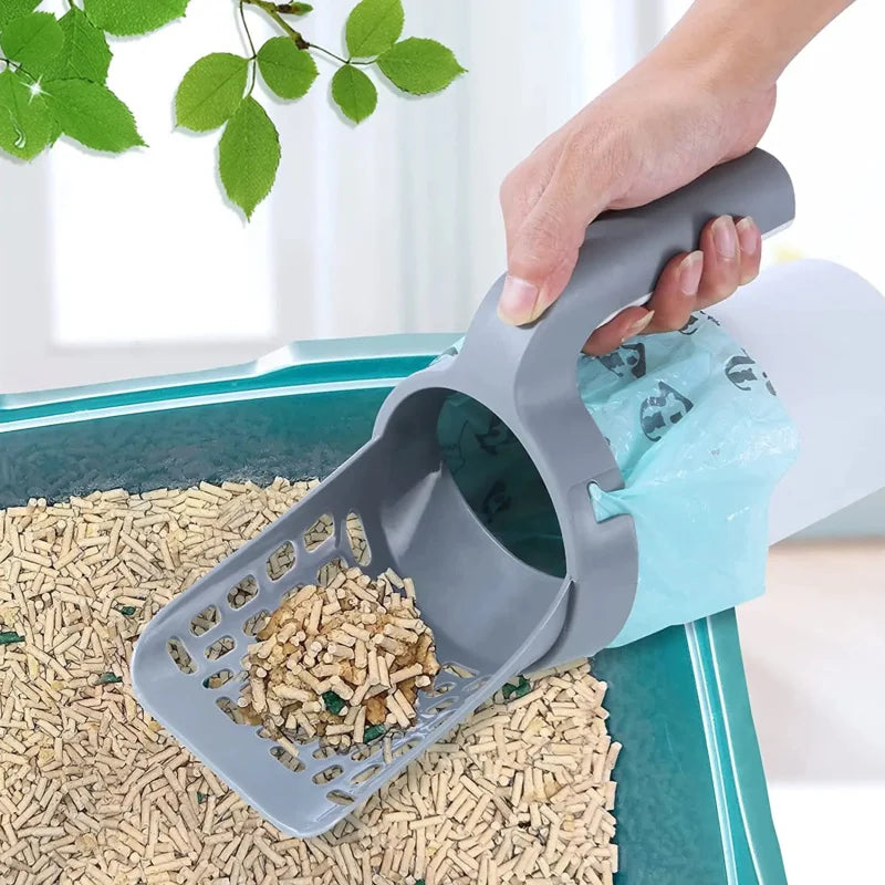 Cat Litter Scoop with Built-In Bag Holder + Refill Bags