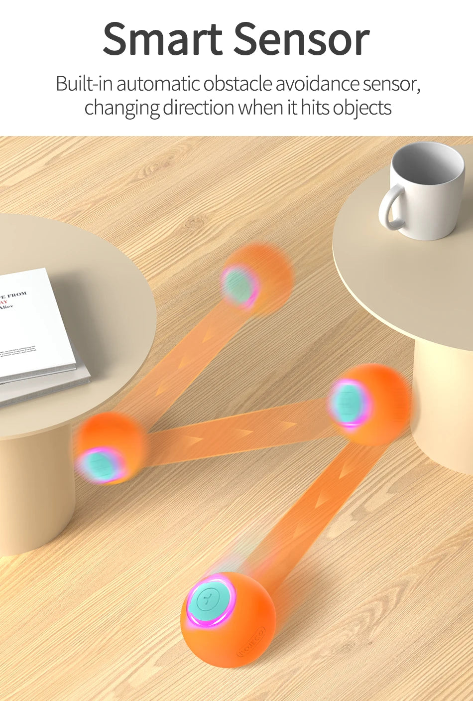 Smart Rolling Ball for Cats & Dogs - Self-Moving Interactive Toy, USB Rechargeable