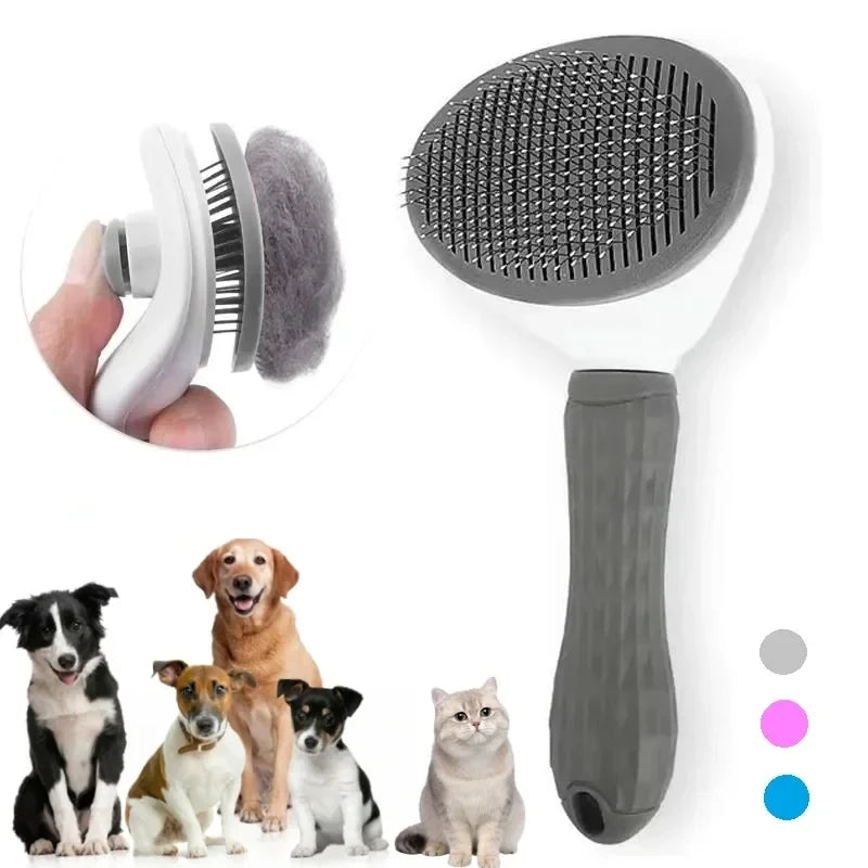 Self-Cleaning Pet Grooming Brush - Effortless Hair Remover for Dogs and Cats