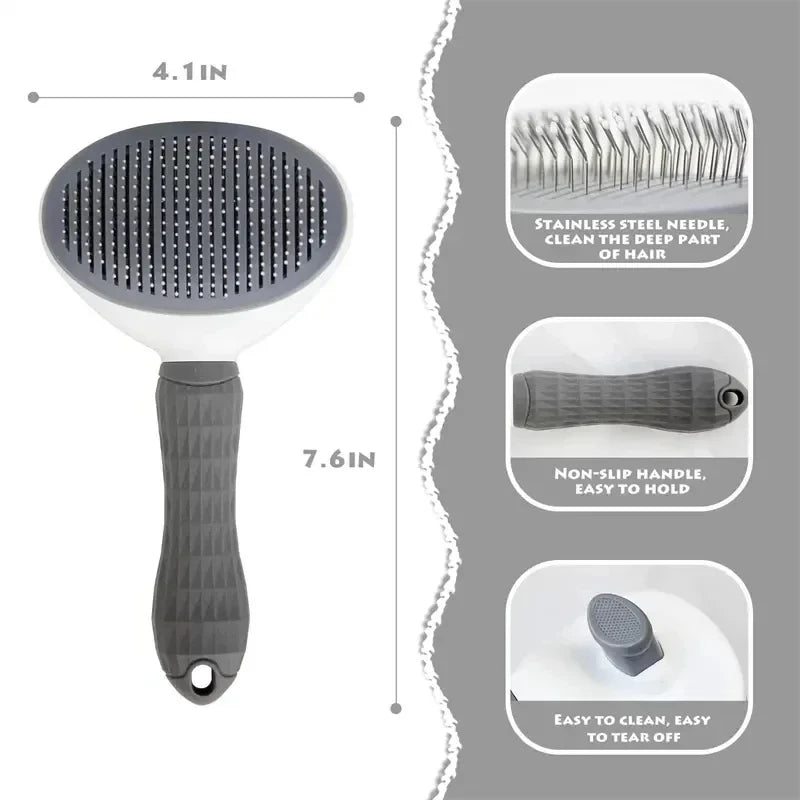 Self-Cleaning Pet Grooming Brush - Effortless Hair Remover for Dogs and Cats