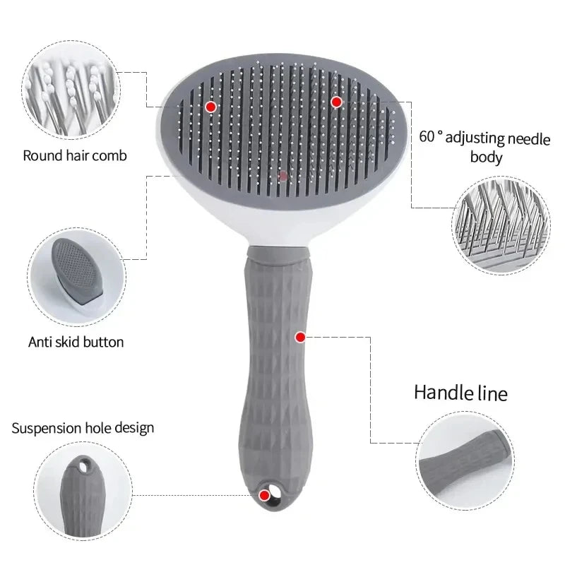 Self-Cleaning Pet Grooming Brush - Effortless Hair Remover for Dogs and Cats